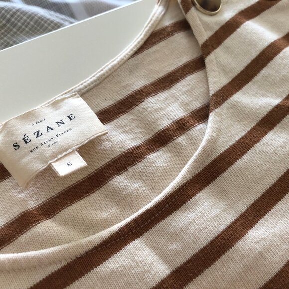 Sezane Colette Mariniere - Ecru/ Camel - Picture 2 of 7